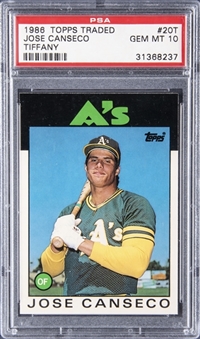 1986 Topps Traded Tiffany #20T Jose Canseco Rookie Card - PSA GEM MT 10